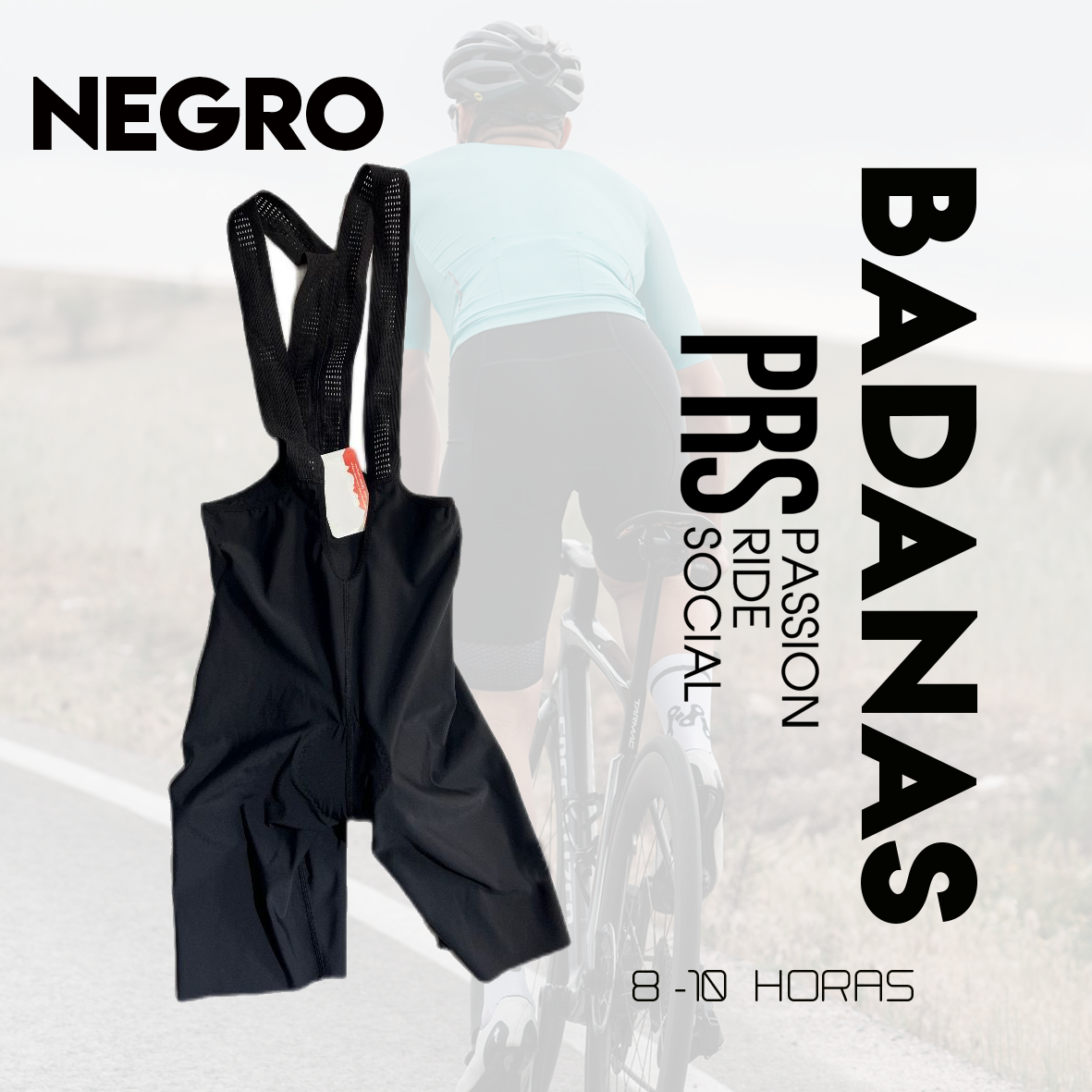 BADANA DE CICLISMO CORTE LASER  ELITE  NEGRA